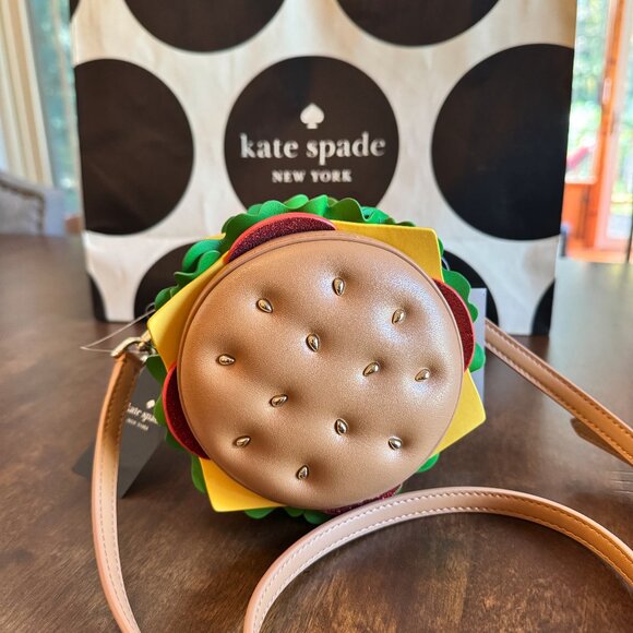 Kate Spade New York Snack Bar 3D Hamburger Burger Crossbody Purse Novelty NWT - Picture 1 of 10